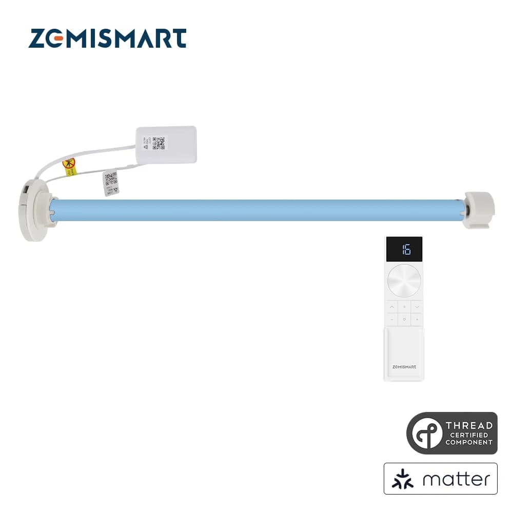 Motore per Tende a Rullo Ricaricabile Zemismart Matter Thread per Tubi da 20, 25, 28mm, Compatibile con Homekit, Google Home, Smartthings, Alexa