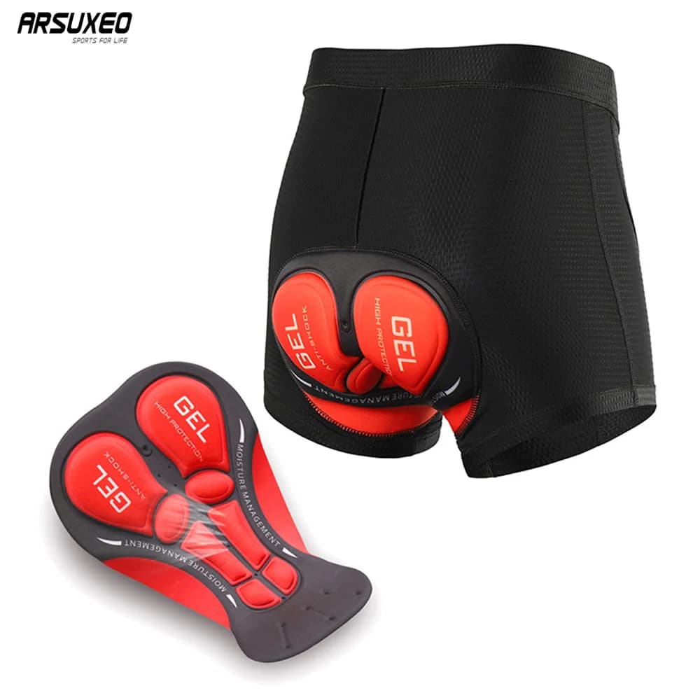 ARSUXEO Men's Cycling Shorts Cycling Intimate Bike Compression 5D Gel Pads Mountain Bike Clothing Waist Waistwear Breathable