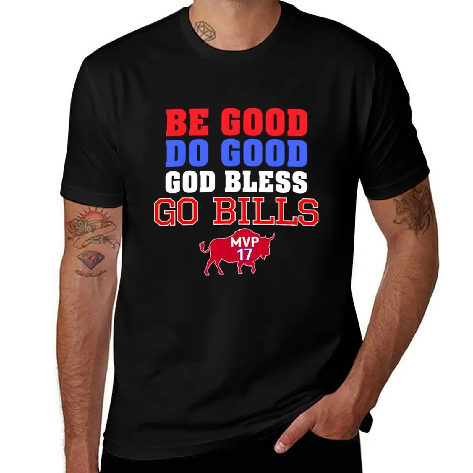 Be Good Do Good God Bless Go Buffalo per i tifosi di football, regalo per il giorno della partita, maglietta classica con grafica a maniche corte