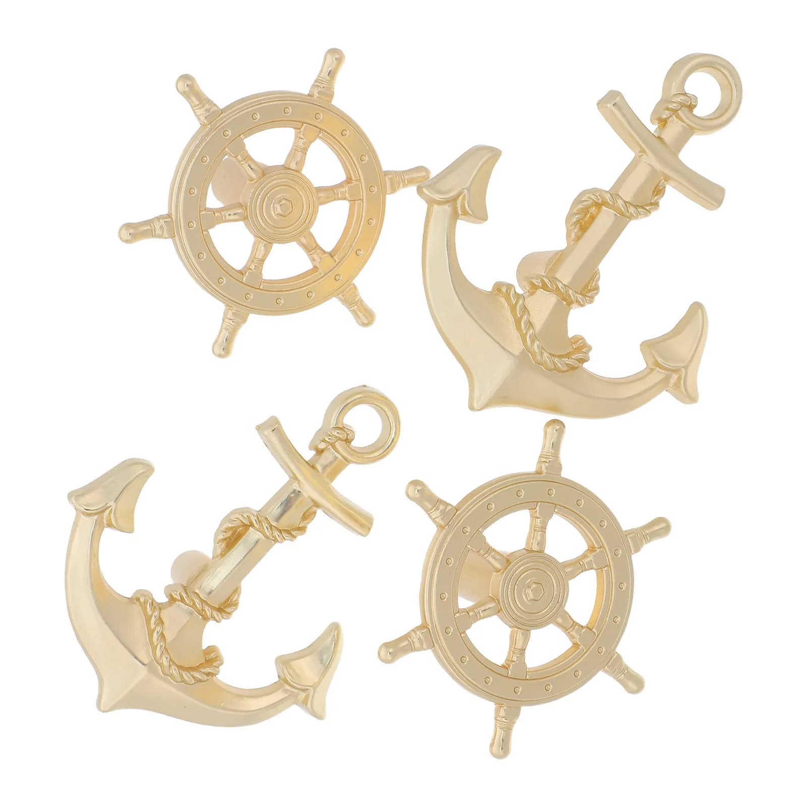 4 Pcs Nautical Cabinet Pulls Hand Knobs Boat Anchor Grip Dresser Handles Door Decorative Retro