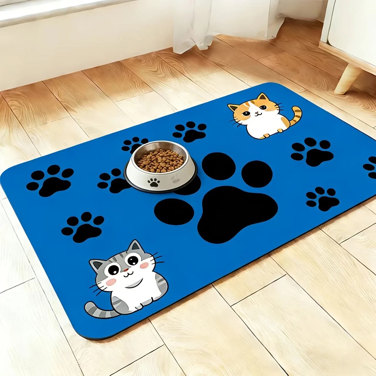 Pet Feeding Waterproof Rubber Mat Splash-proof Pet Placemat Splash-proof Water Bowl with Backing Quick Dry Water Mat for Dog Cat