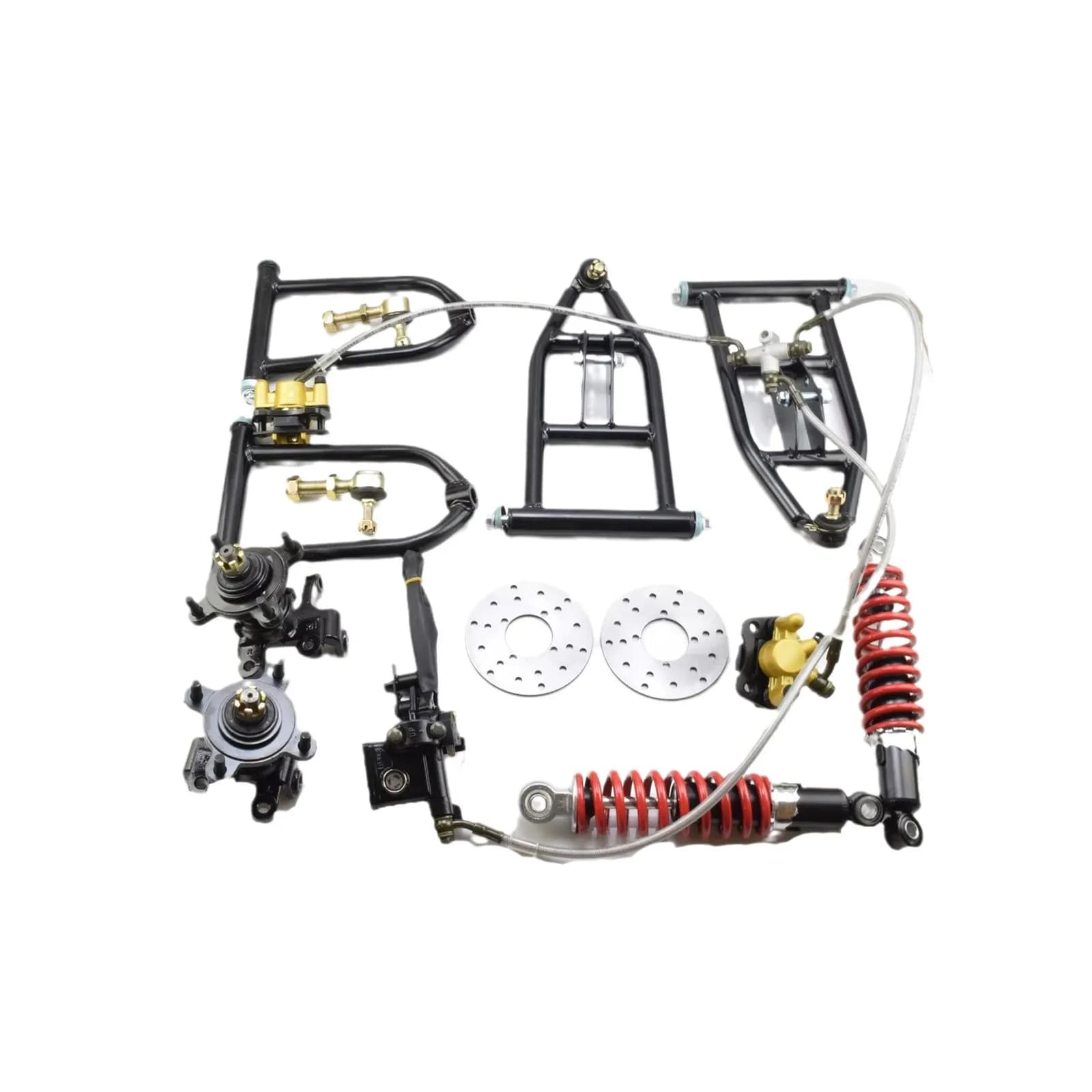 340mm Front Suspension Swing Arm Steering Strut with Brake Pump and Disc Brakes DIY ATV Quad Bike Accessories