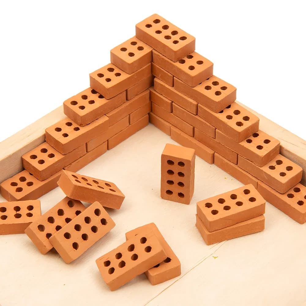 100 Mattoncini in Miniatura per Paesaggistica con 8 Fori, Modelli Realistici per Costruzioni Fai-da-Te, Include un Set Standard di Mattoncini a 8 Fori