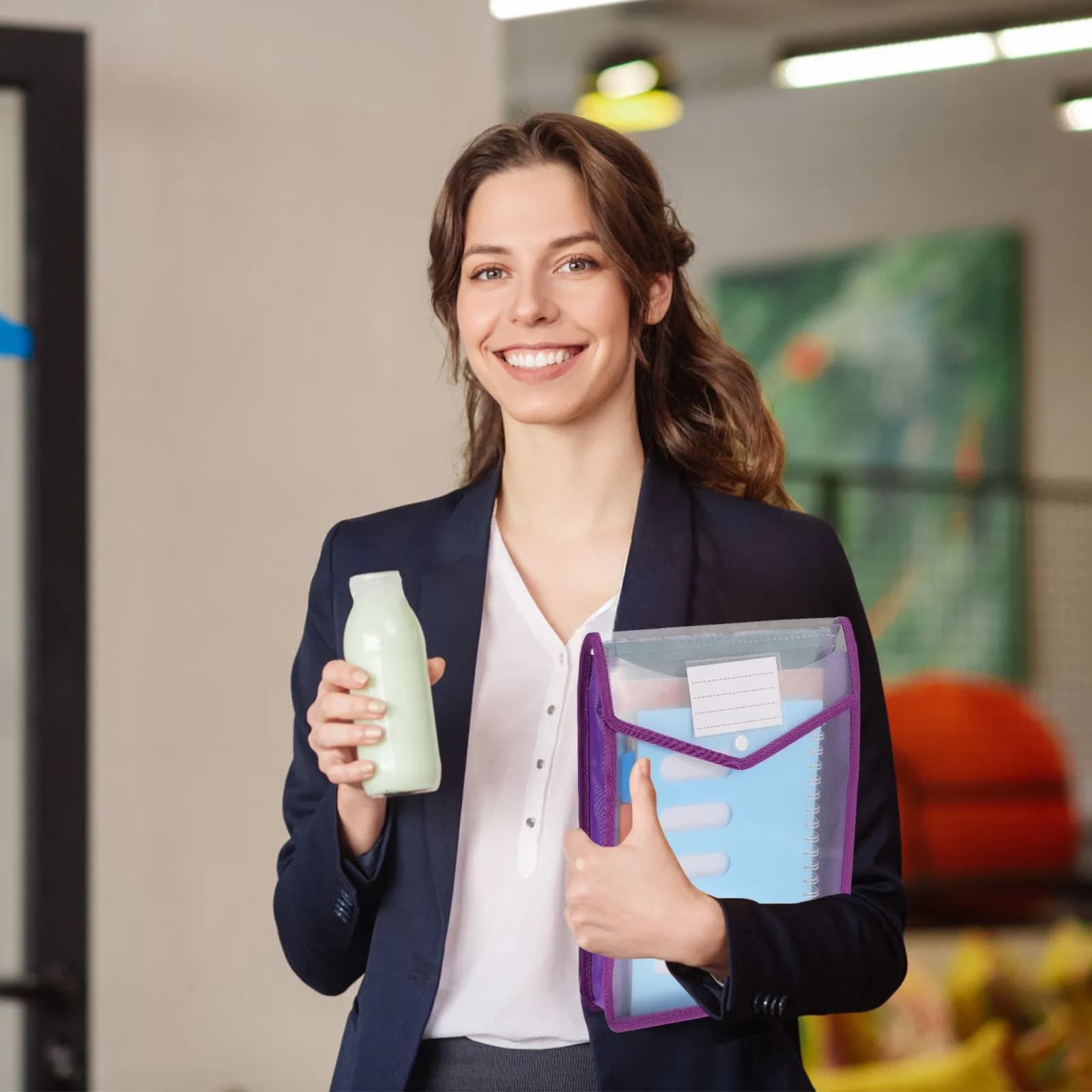 Set di 5 Organizzatori Espandibili Trasparenti per Documenti Formato Lettera, Portadocumenti in Plastica con Chiusura a Bottone, Forniture per Ufficio