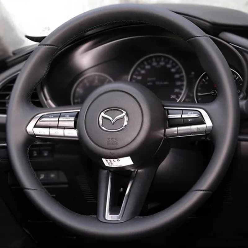 Coprivolante per auto in vera pelle nera antiscivolo cucito a mano per Mazda CX-30 CX30 2020-2023 Mazda 3 Axela 2020-2022