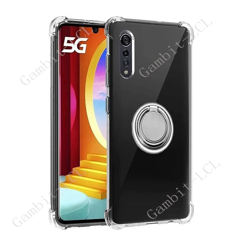 Per LG Velvet 5G 2020 6.8 "LM-G900N LM-G900 LM-G900EM Anello posteriore Staffa di supporto Custodia per telefono Smartphone TPU Soft Cover