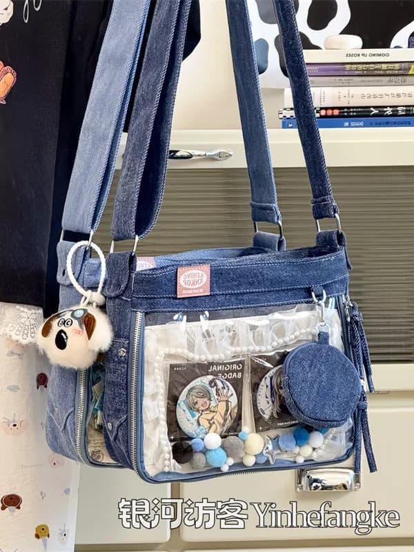JIAERDI Harajuku Denim Ita Women's Bags Dolce Fresco Transparent Shoulder Bag jk Uniform Women's Bags Casual Shoulder Bags 2025