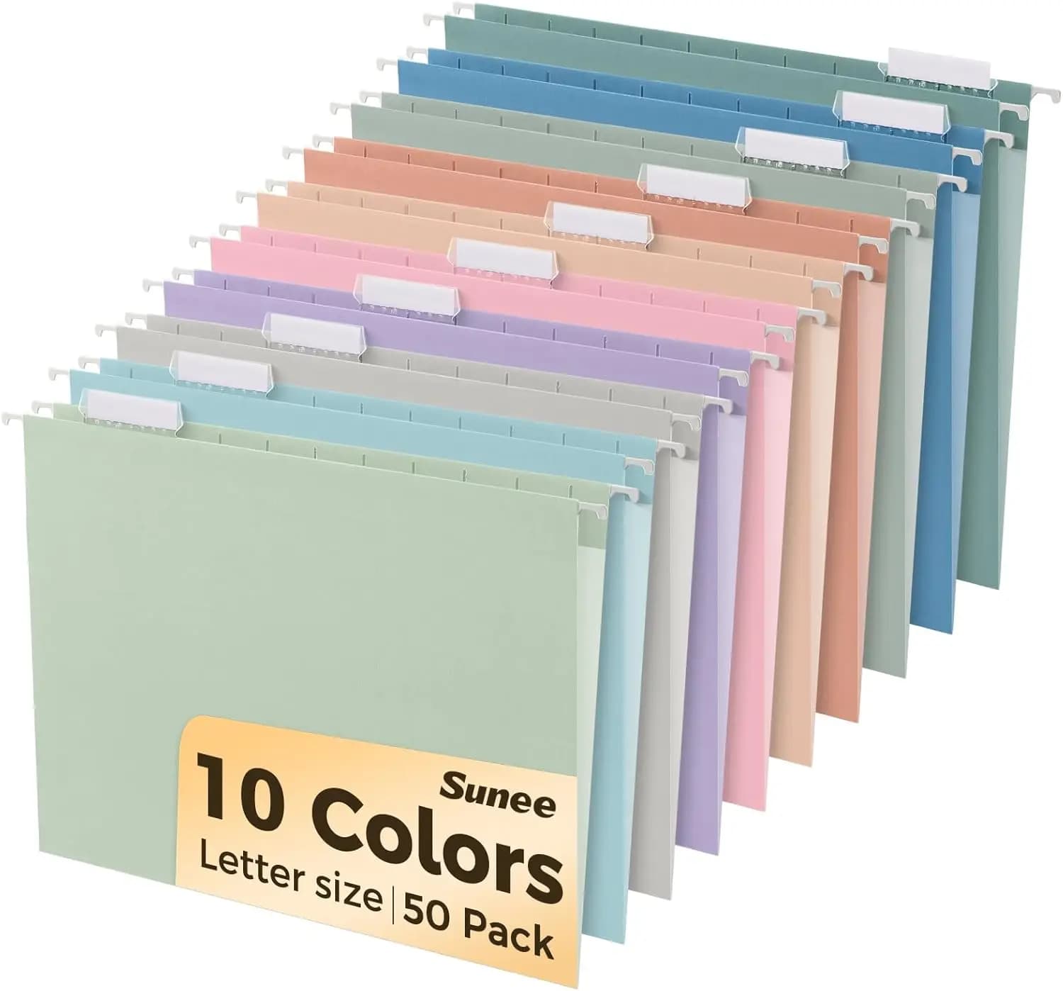 Confezione da 50 Cartelle Appendibili Formato Lettera con Linguette a 1/5 di Taglio, Colori Pastello per Organizzazione Casa e Ufficio