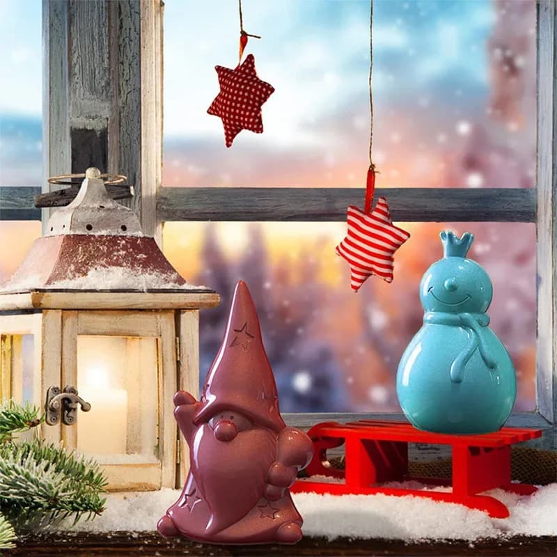 Stampo in silicone per gesso a forma di pupazzo di neve natalizio e candela profumata fai-da-te a forma di Babbo Natale barbuto per decorazioni domestiche e feste