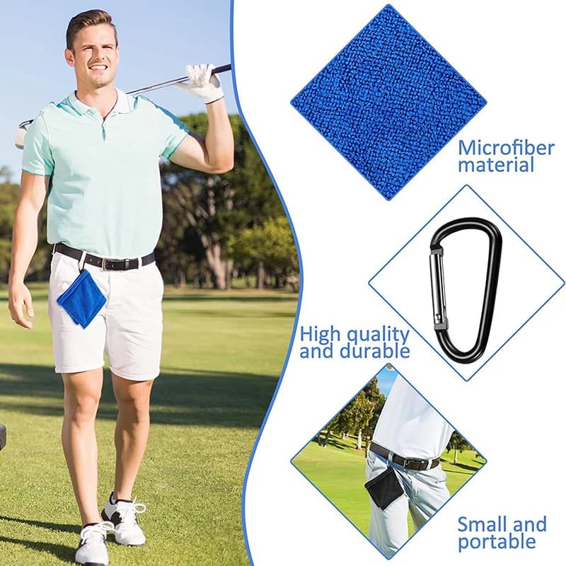 Accessorio da golf durevole per prestazioni di gioco migliorate Asciugamano per la pulizia delle palline da golf Salviette per appendere la vita all'aperto Panni per mazze sportive