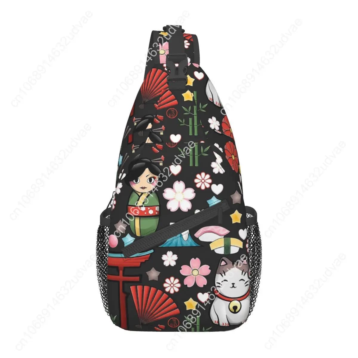Maneki Neko Lucky Cat Borsa a tracolla Borsa a tracolla Zaino da viaggio per escursionismo Borsa casual Kokeshi Kawaii