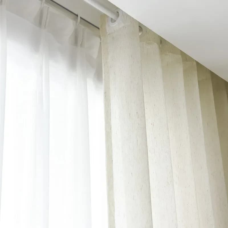 Custom Size Nordic Simple Beige Linen Window Screen Japanese Style Living Room Bedroom Curtain Gauze Finished Tulle Curtain 1pc