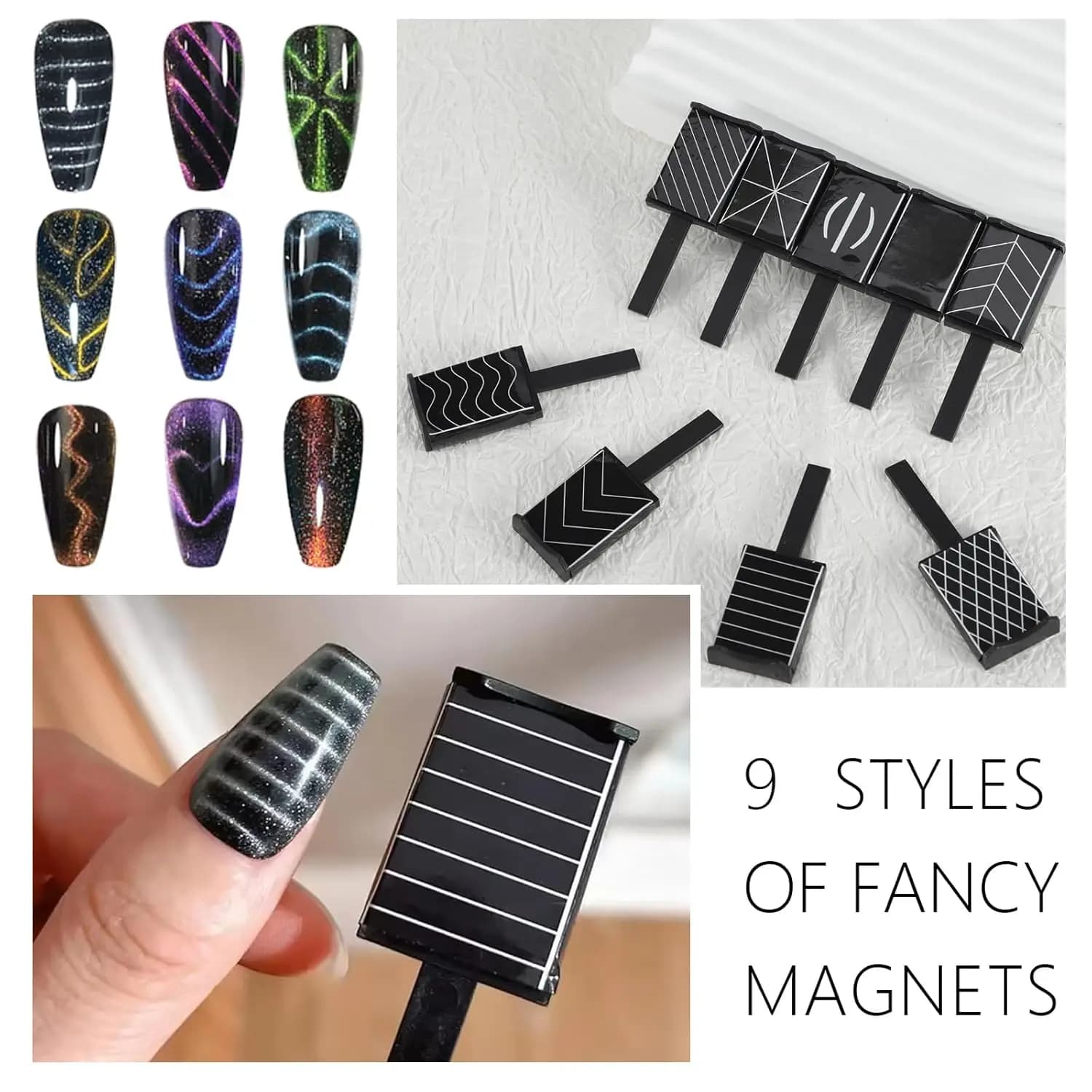 4/5 pezzi 3D Cat Eye Nail Art magnete forte multi stile cuore/onda/linee modelli gel UV smalto addensato asta magnetica strumento per manicure