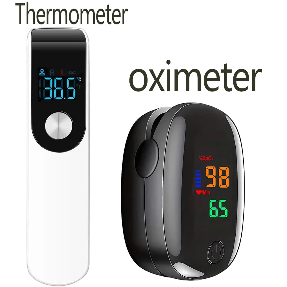 Termometro senza contatto con display a tre colori, termometro frontale con display digitale, allarme a infrarossi, termometro per il corpo umano, ossimetro