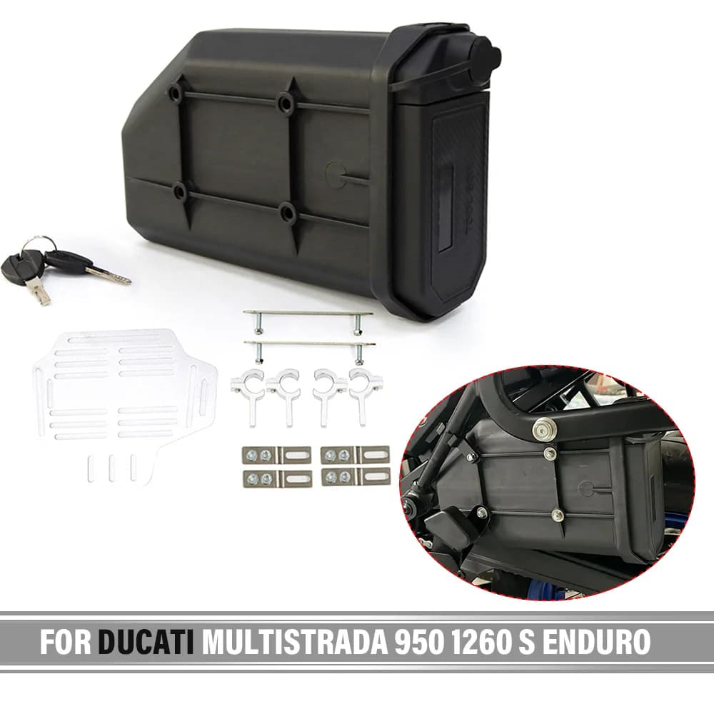 Per Ducati MULTISTRADA 950 1260 S ENDURO Cassetta degli attrezzi per moto Cassetta degli attrezzi decorativa laterale impermeabile Kit di pronto soccorso/avviamento laterale