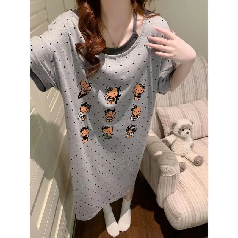 Nuovo Pigiama Estivo da Donna con Collo Tondo, Maniche Corte, Stile Cartone Animato, Abbigliamento Comodo per Casa, Nuovo Stile
