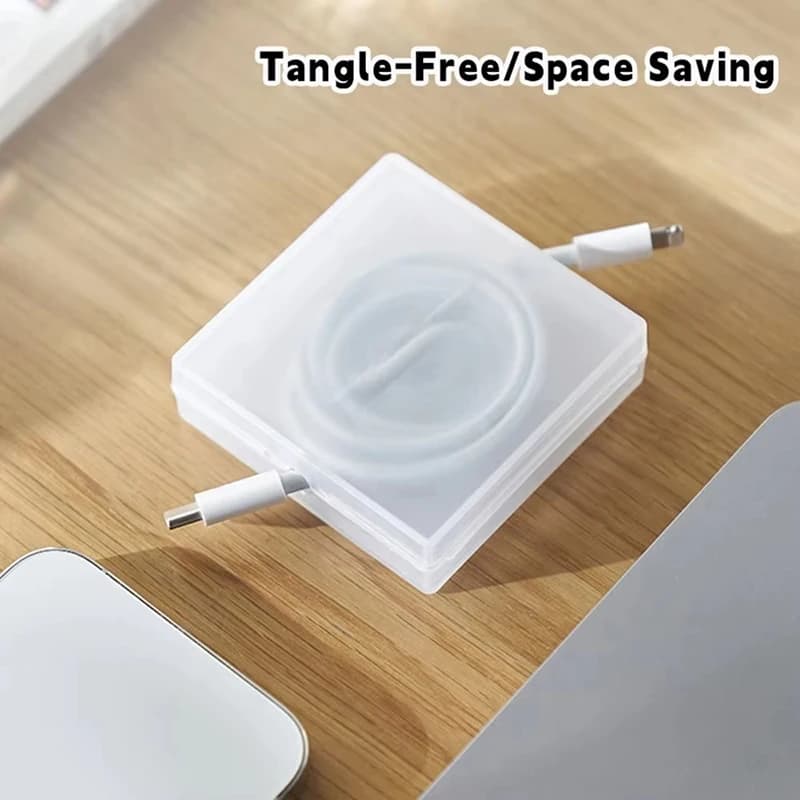 USB Cable Winder Transparent Cable Organizer Portable Cord Management Charger Wire Storage Protector Phone Holder Stand Desk Use