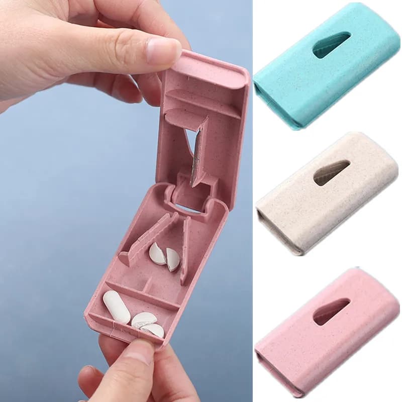 Scatola per pillole Custodia per medicinali per vitamine Taglierina per tablet Splitter Custodia per pillole Mini utile scatola di immagazzinaggio portatile Pillola per tablet Taglierina per pillole Divisore