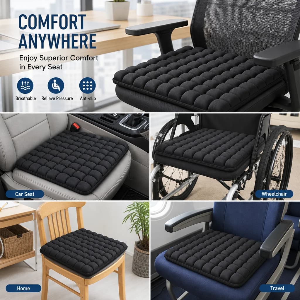 3D Ergonomic Chair Cushion, Suitable for Long-Term Sitting Posture, Office Chair and Car Seat Cushion, Promotes Air Circulation.