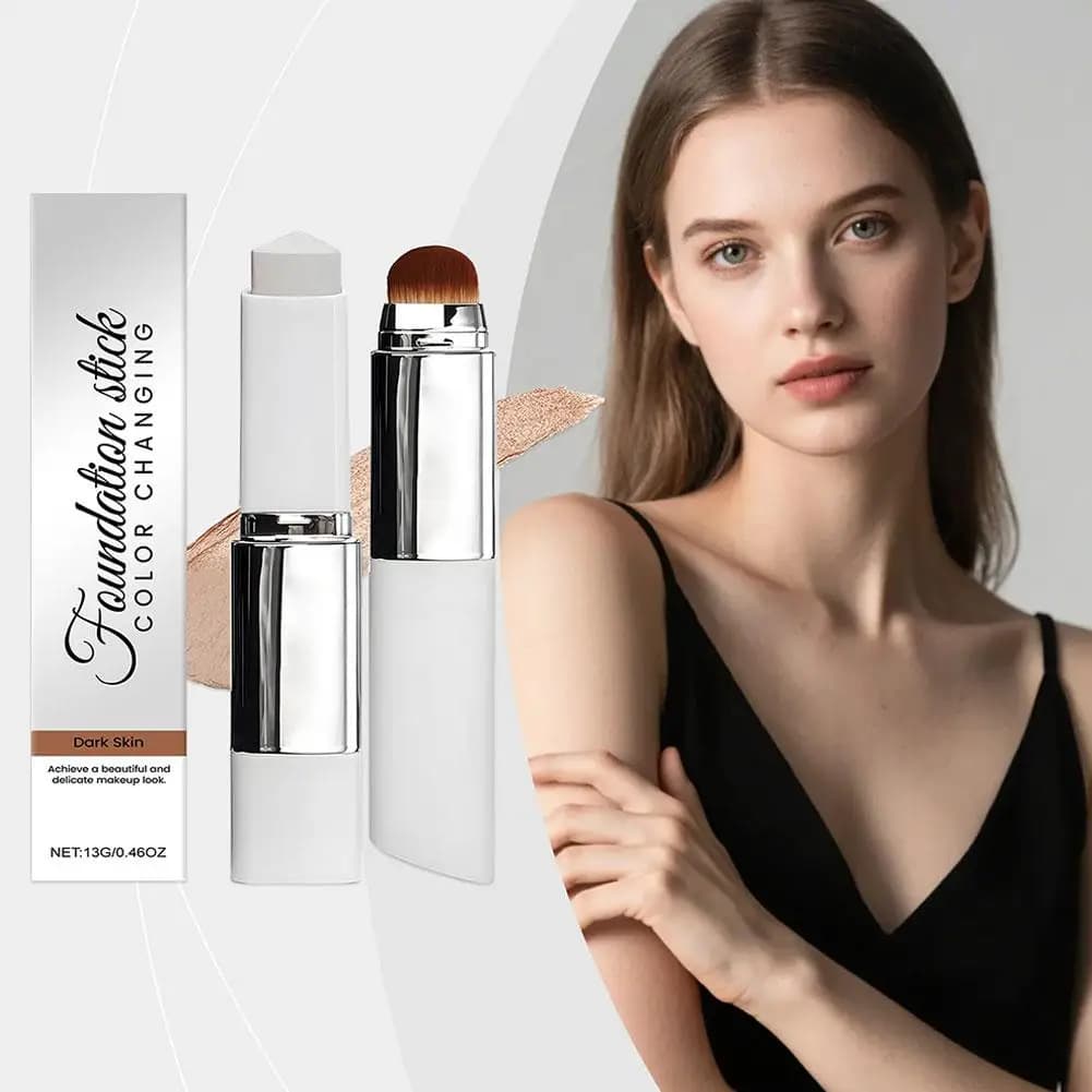 2in1 Color Changing Foundation Stick With Matte Finish Lightweight Texture High Coverage And Waterproof For Daily Base Makeup