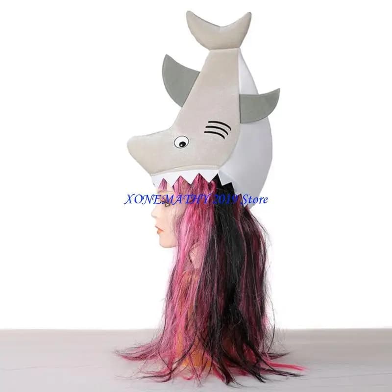 F42F Halloween Shark Headgear Oversized Hat Party Holiday Hat for Teens Men Women