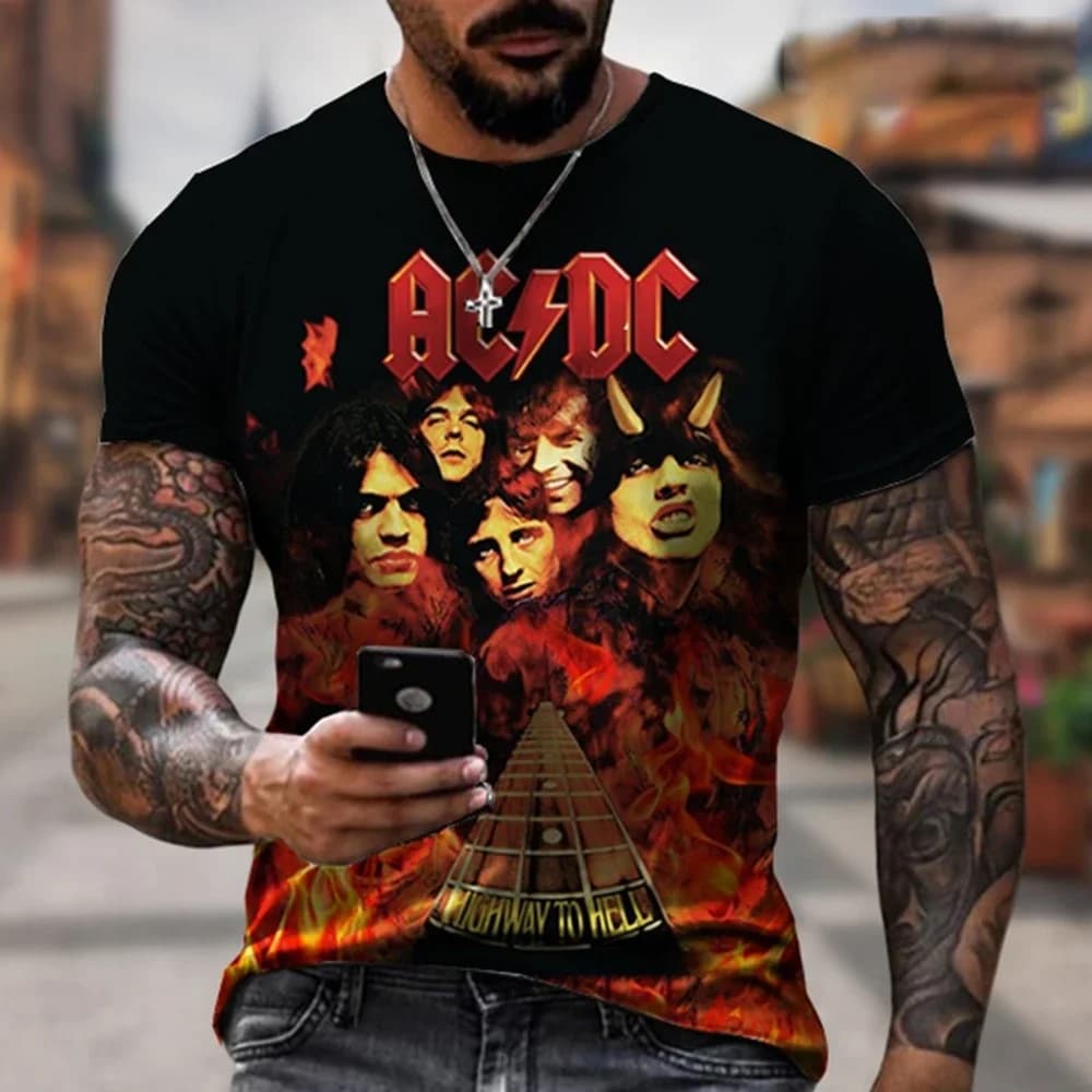 T-shirt estiva personalizzata con stampa 3D, tendenza moda rock, hip-hop, a maniche corte, casual e comoda.