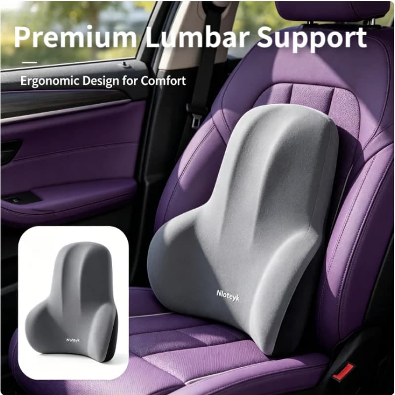 2 Cuscini Ergonomici per Supporto Lombare Auto in Memory Foam a Lento Ritorno, Antiscivolo e Lavabili, per Sedile Conducente