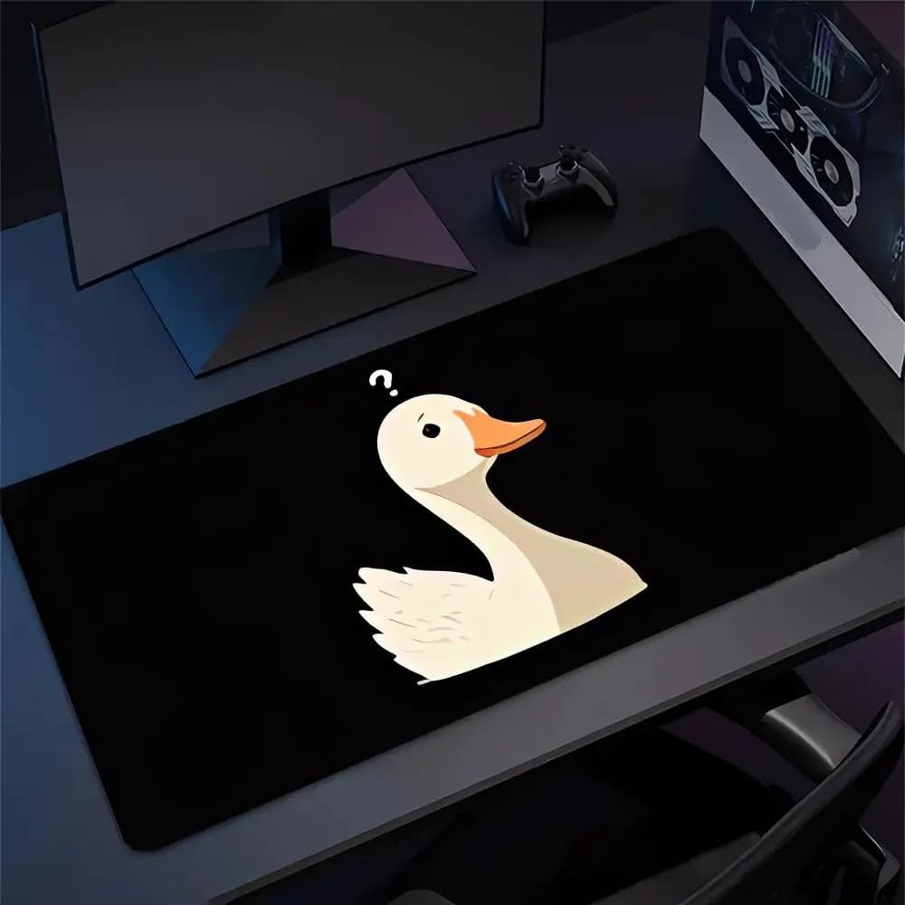 Simpatico tappetino per mouse a forma di anatra con segno di interrogazione, grande tappetino per computer e ufficio, in gomma antiscivolo, per tastiera e mouse da gaming, tappetino lungo da scrivania