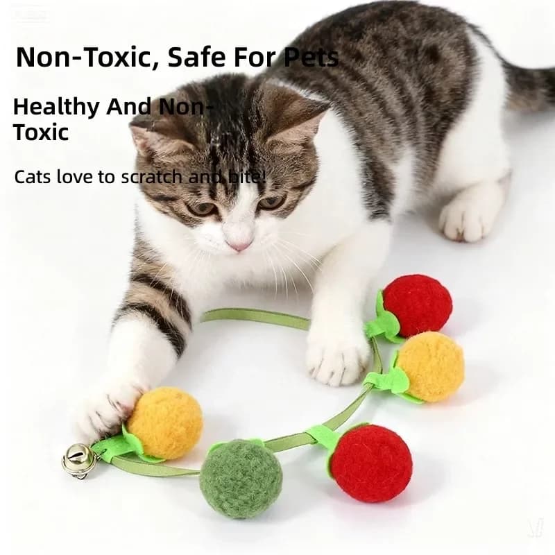 2026 Simulated Tomato Persimmon String Teasing Cat Stick Toy Bite-Resistant Self-Improvement Cat Toy with Bell Pet Supplies