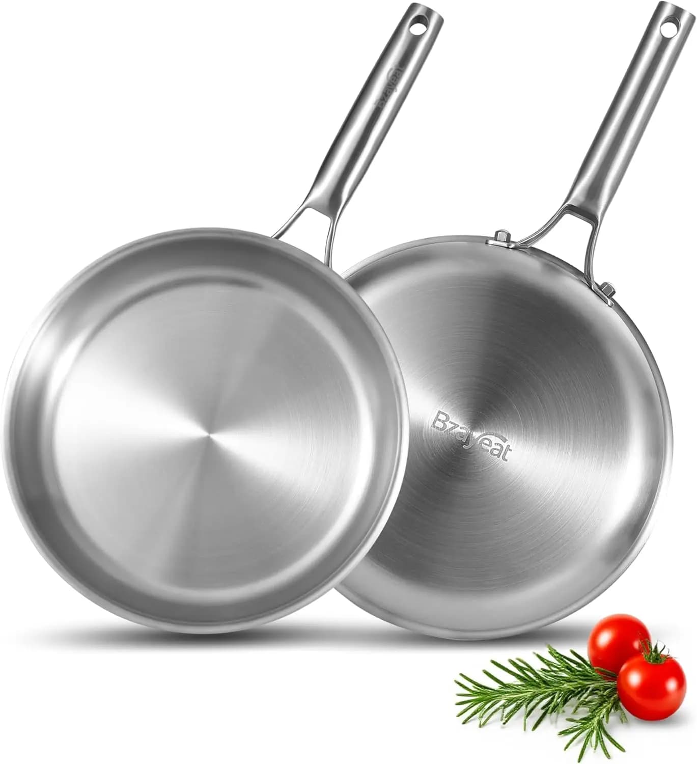 Set of 2 12-inch chefs, Tri-Ply stainless steel pan, Compatible with Induction