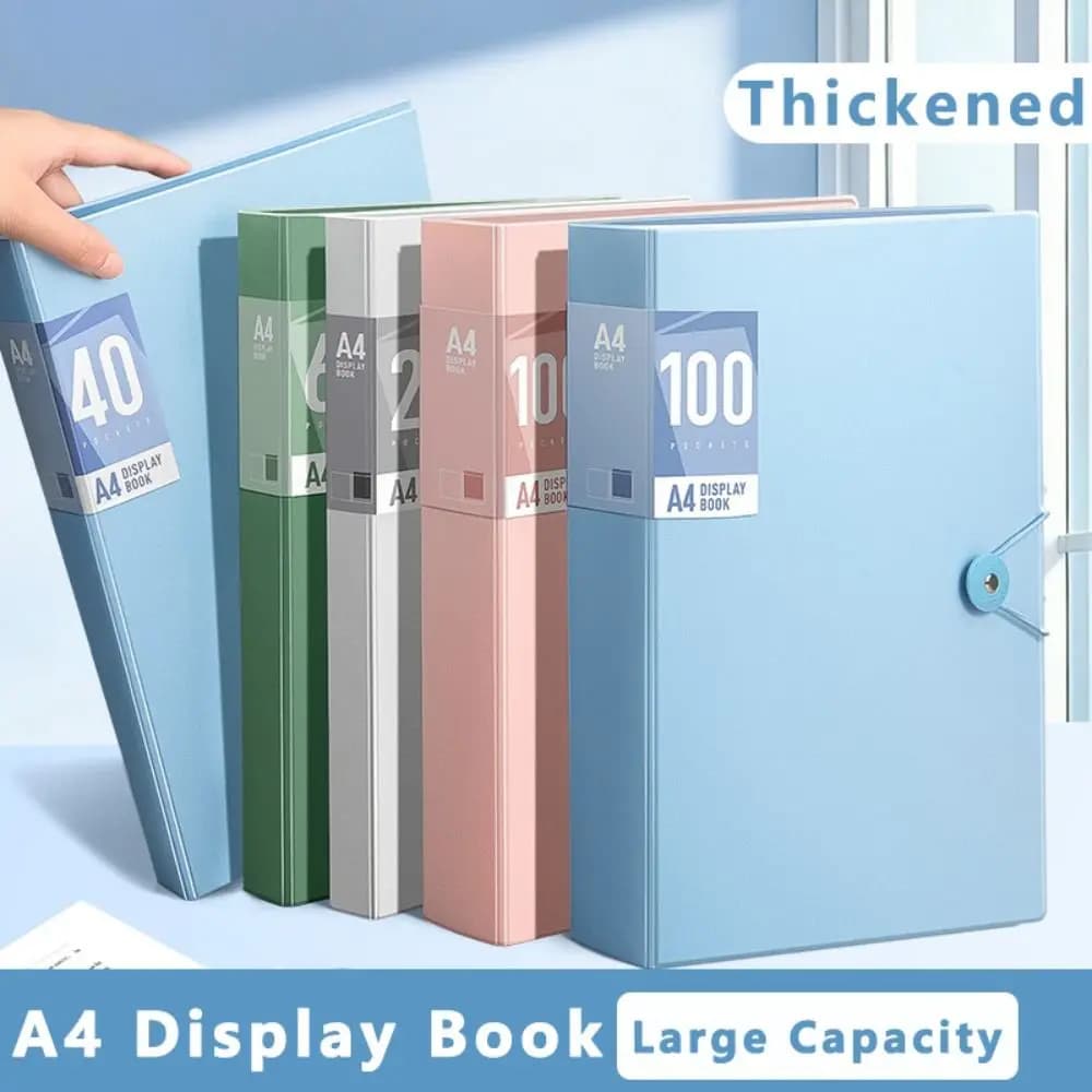 20/30/40/60/100Pockets Morandi Color A4 Display Book With Elastic Buckle Large Capacity Document Folder Paper Storage Binder