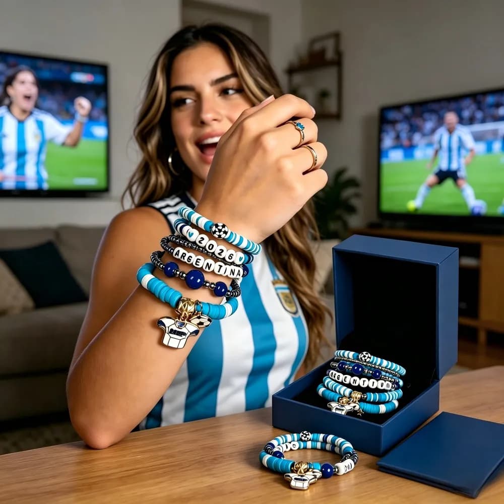 Nuovo Braccialetto Decorativo 2026 per Tifosi di Calcio, con Ciondolo per Feste e Cheerleader, Confezione Regalo