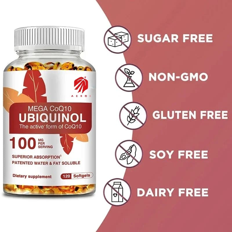 Ubiquinol CoQ10 100mg - Antioxidant support for brain health supplements, hearts and energy