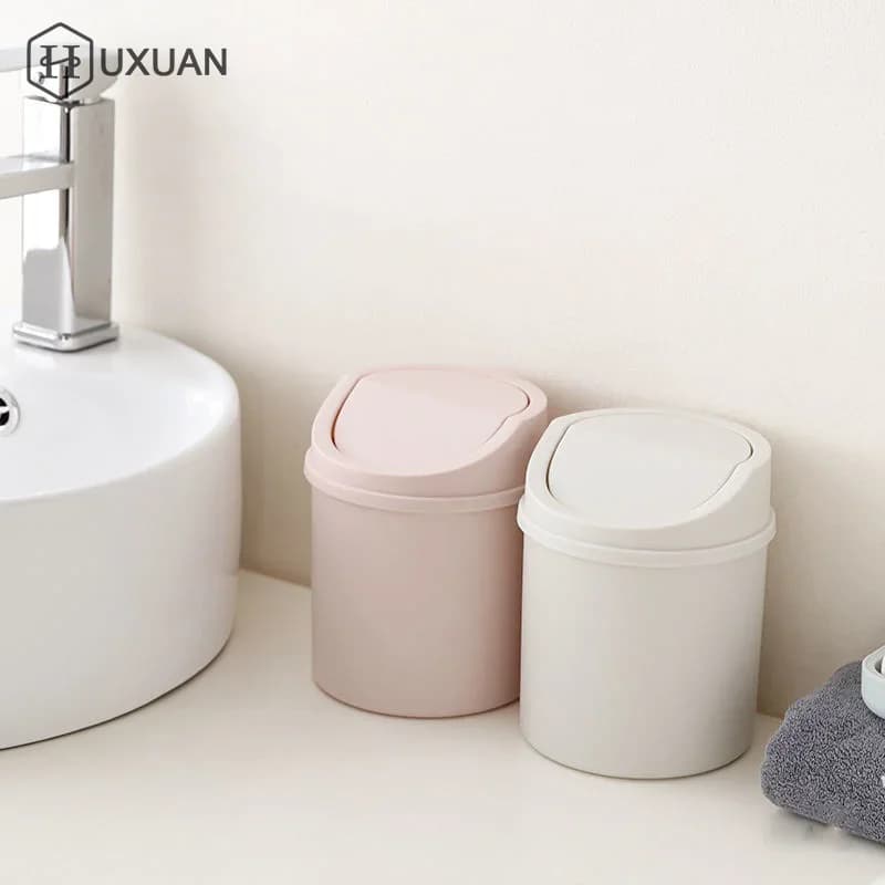 Universal Waste Bin With Lid Desktop Office Organizer Storage Home Garbage Basket Container Table Trash Bin Small Trash Can