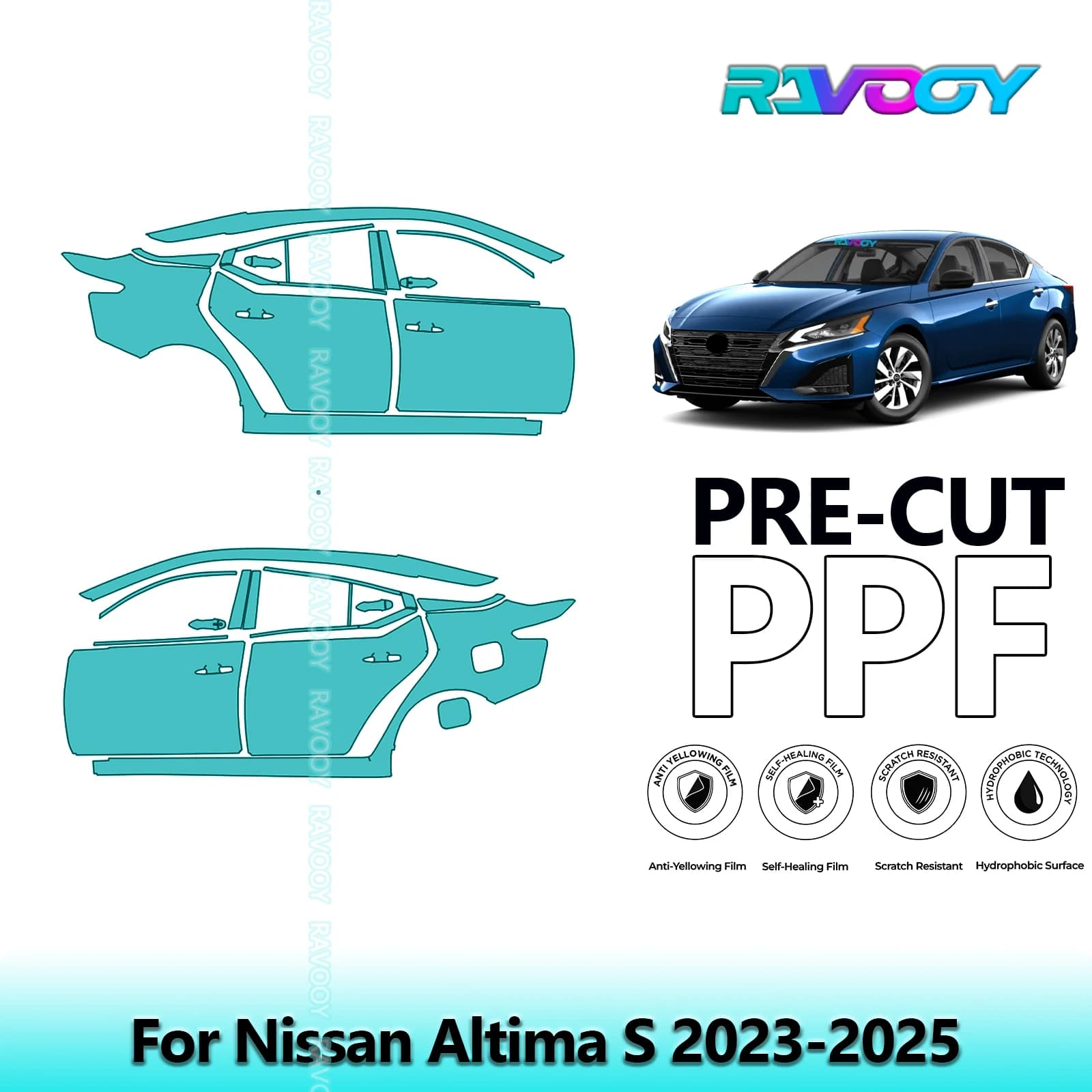 Per Nissan Altima S 2023-2025 8.5mil Trasparente Opaco Pre-Cut PPF Porta e Pilastro A/B Kit Pellicola di Protezione Vernice TPU Set
