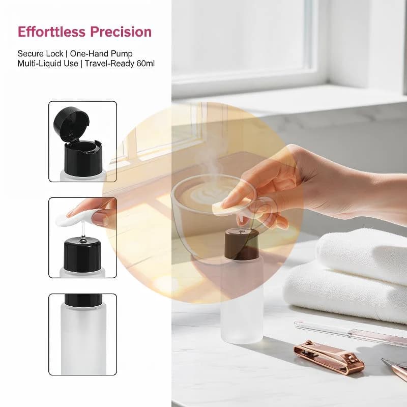 ＆1Pc Nail Art Press Pump Bottle Leakproof Design Easy Press Dispensing For Home DIY Nail Care Salon Use
