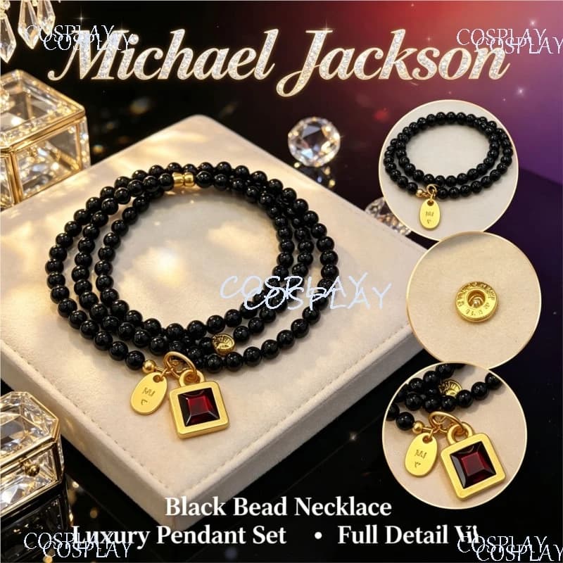 Vintage Beaded Necklace Michael Jackson Cosplay Prop Fashion Souvenir Halloween Role‑play Fan Gift Props