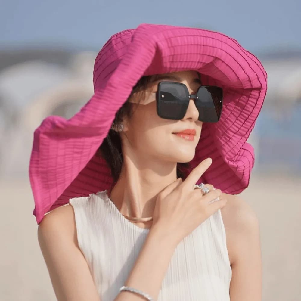 Packable Bowknot DIY Moldable Wide Brim Hat Sunscreen UV Anti Plastic Bucket Hat Breathable Foldable Women Sun Hat Famale