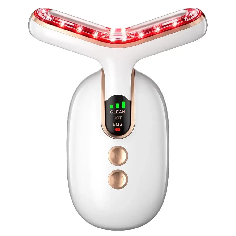 Neck Beauty Device Multifunctional Microcurrent Massage RF Skin Care Tool Gift for Women White with Base