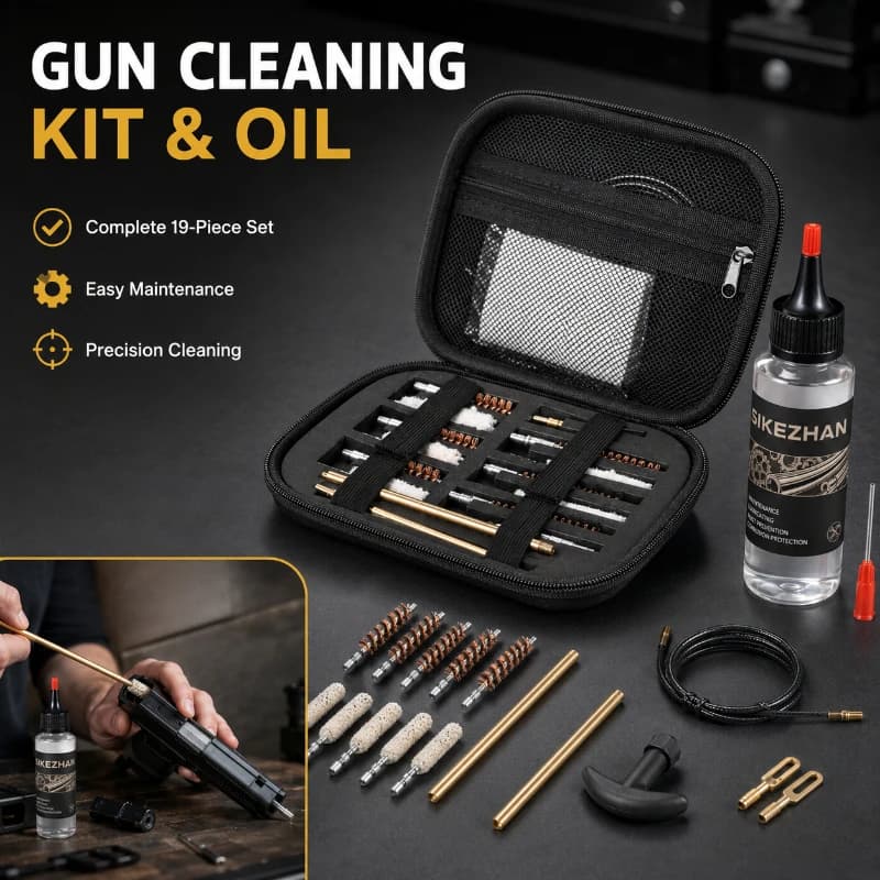 19Pcs Universal Gun Cleaning Kit 60ml CLP Anti-Rust Oil Barrel Brushes Firearm Maintenance Tool For Rifle Handgun Shotgun