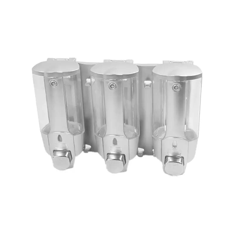 Dispenser di Sapone Classico da Parete in ABS, Dispenser Manuale a Tre Testine per Hotel e Uso Domestico