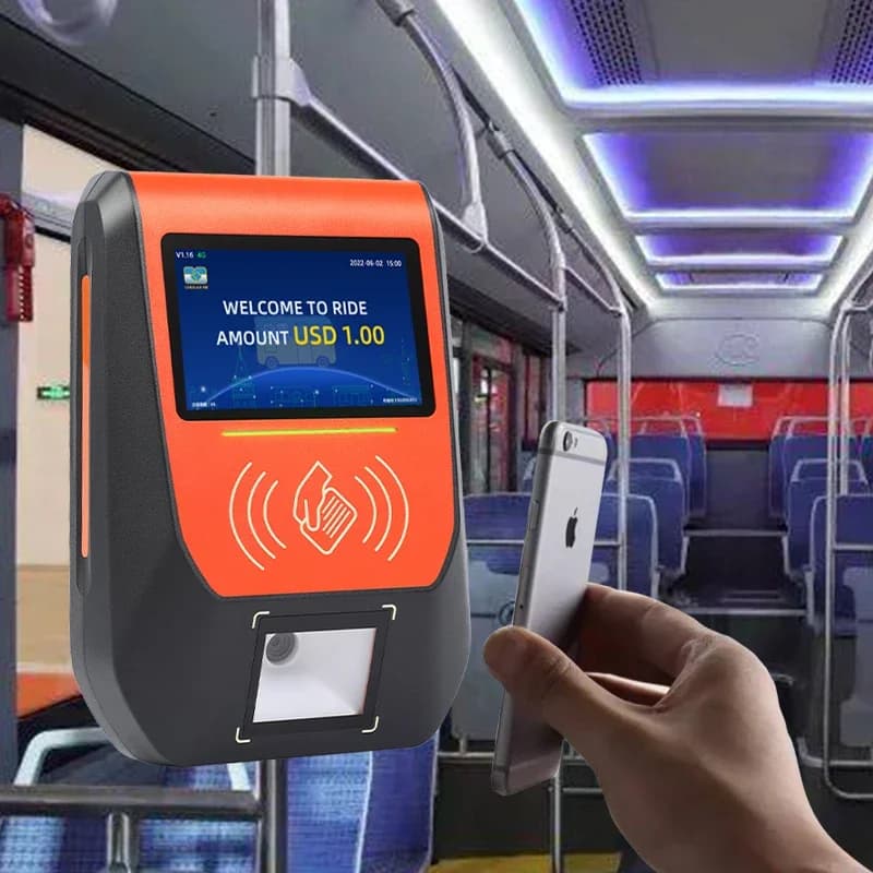 Terminale POS 2026 Premium con sistema di pagamento cashless Android da 5 pollici, GPS, NFC e lettore di smart card per trasporto pubblico e autobus