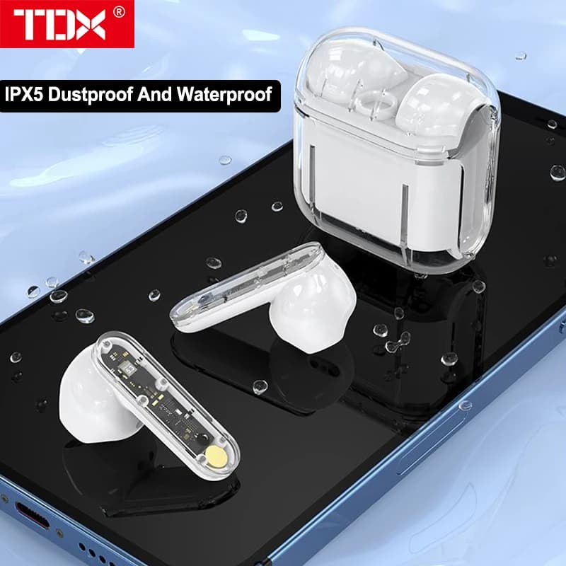 Special Offer 2026: Wireless TWS TM10 Bluetooth 5.3 with Audio HD, Semi-In-Ear Transparent Design and Microphone | Free Shipping