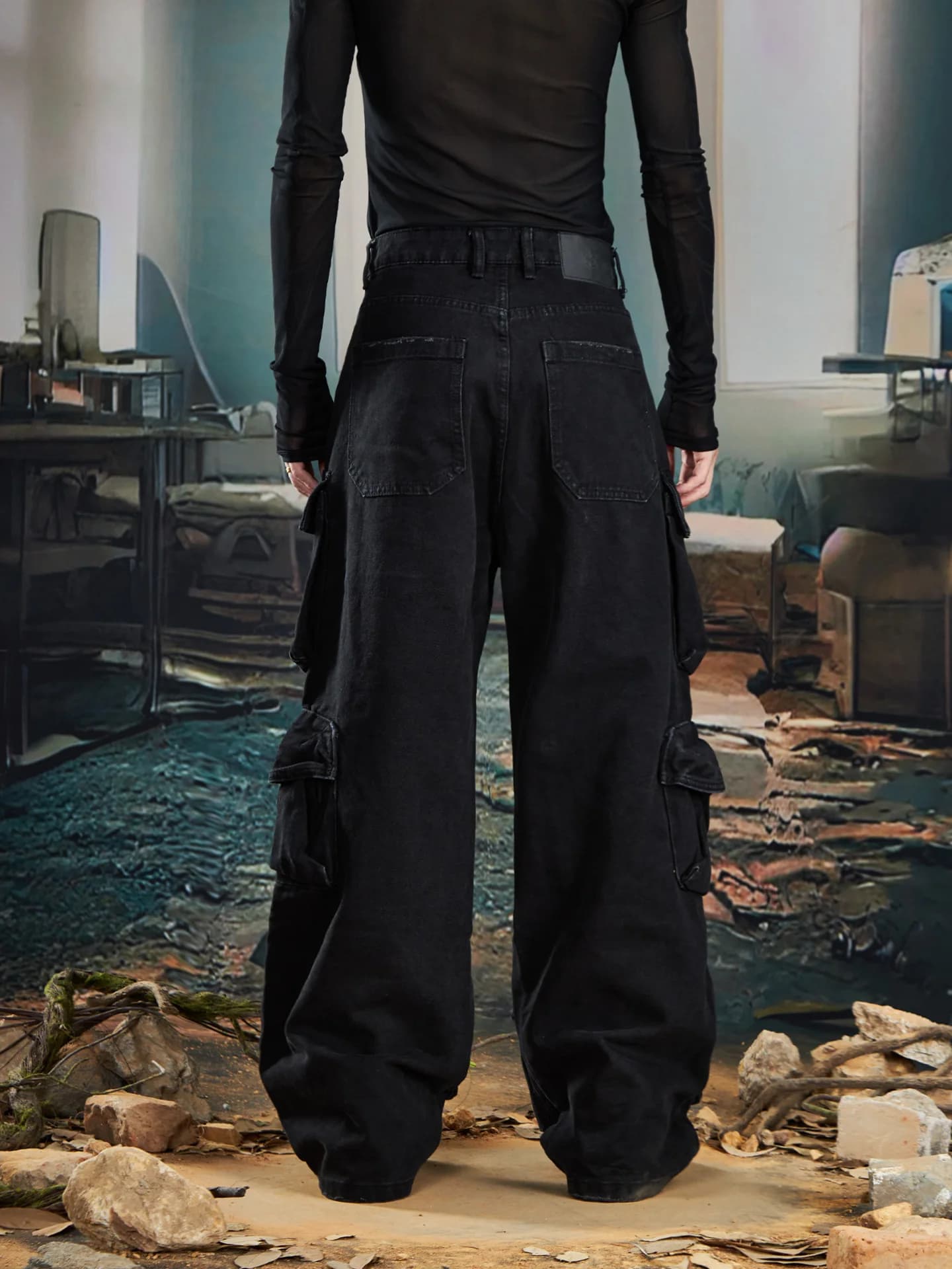 Pantaloni cargo multitasche lavati e indossati dal design di interesse speciale Street All-Match Jeans funzionali Uomo Donna Moda