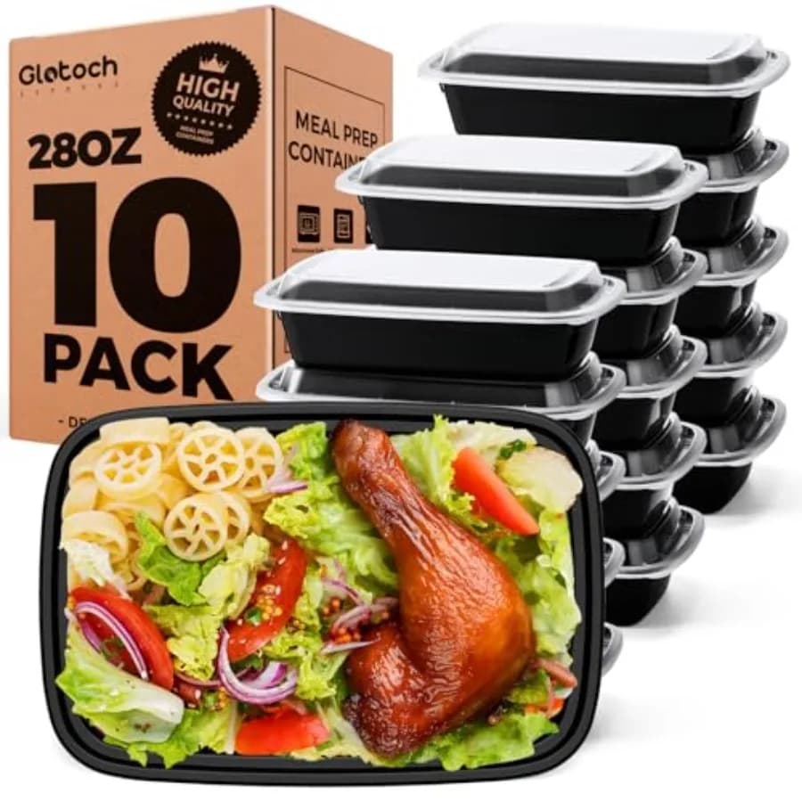 Glotoch 28oz Meal Prep Containers, 10 Pack 20-Piece Reusable Food Storage Containers with Lids Microwave, Freezer, Dishwasher S