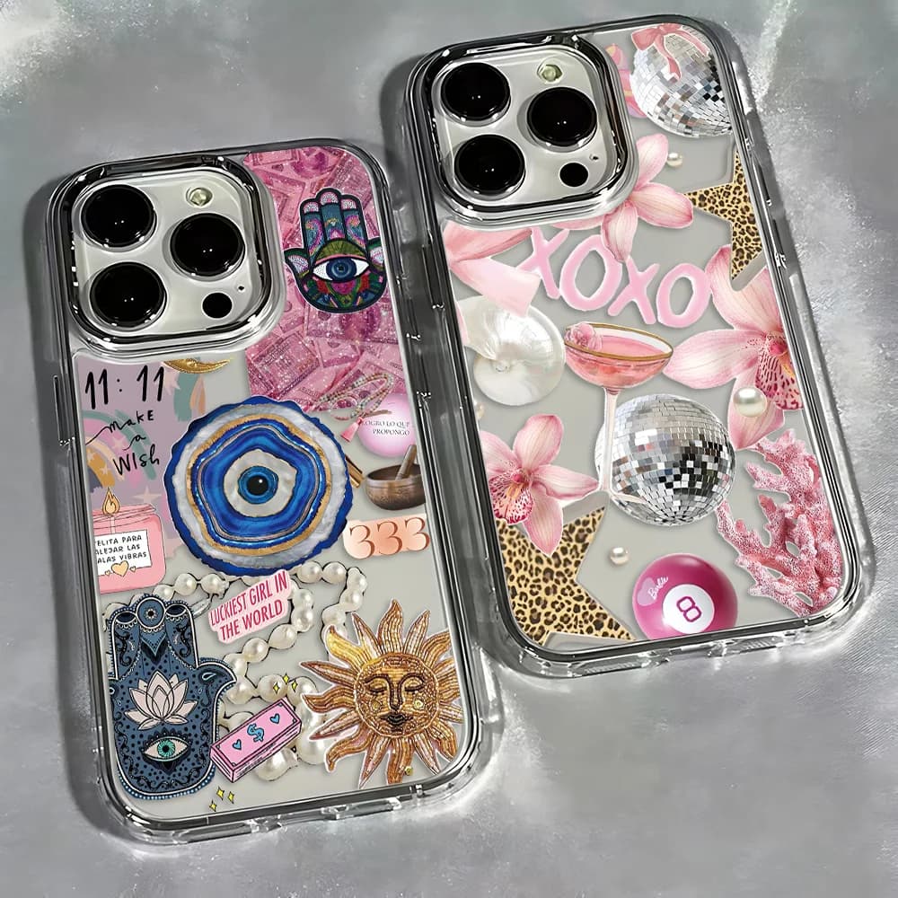Custodia per telefono Fashion Collage Y2K Design per iPhone 17 16e 16 15 14 13 12 11 mini Pro Max X XR XSMAX 8 7 Air Plus Cover morbida trasparente