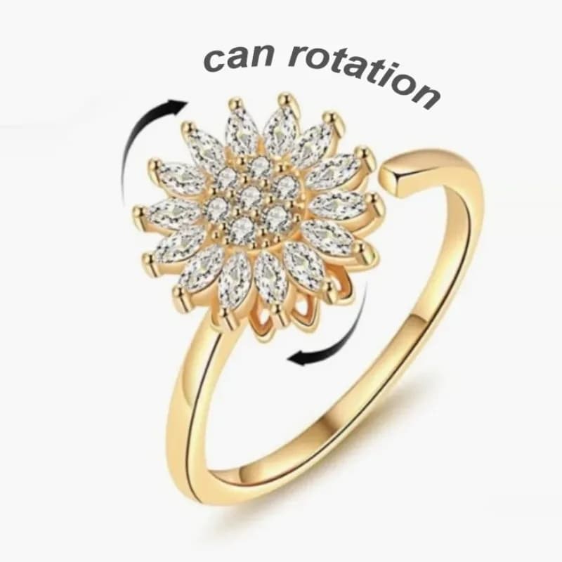 Spinning Sunflower Bracelet for Women Rhinestone Fidget Bracelets for Tiny Wrist Sparkly Flower Anxiety Worry Relieving Jewelry