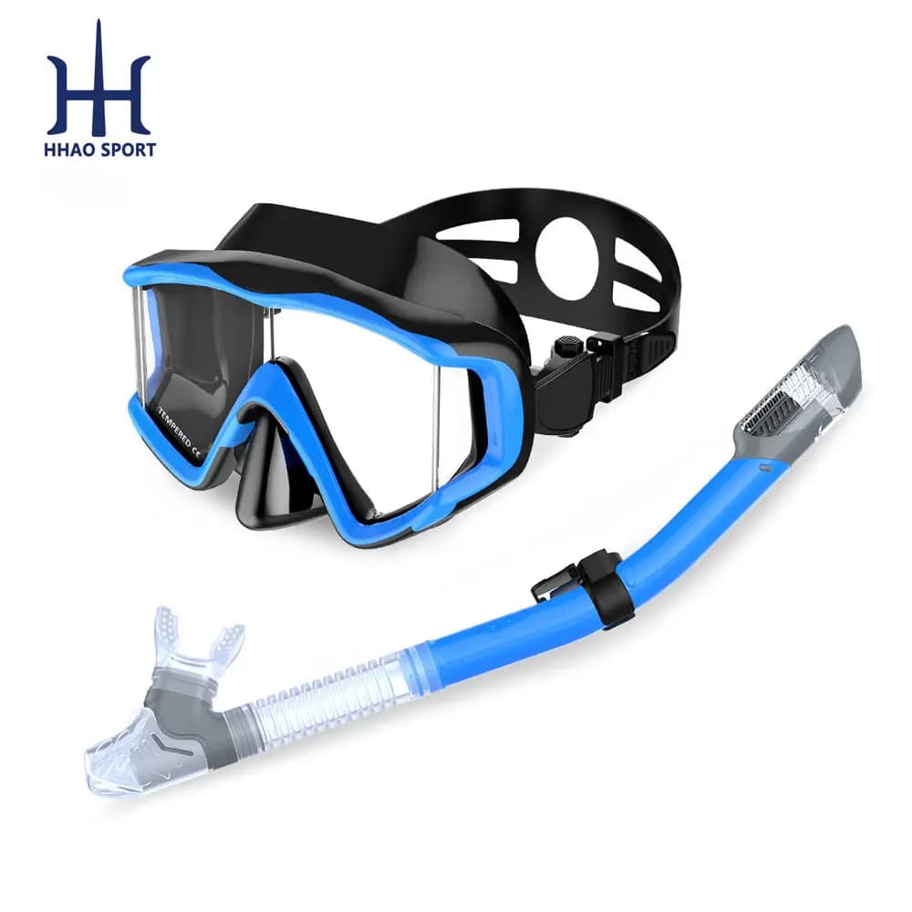 Maschera subacquea panoramica HD a 180 gradi per adulti con tubo snorkel regolabile