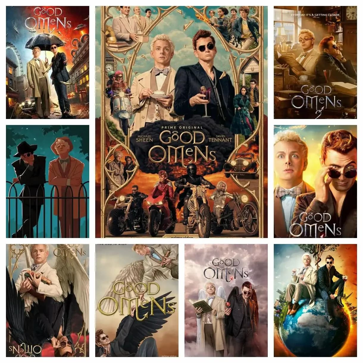 TV Good Omens Series Show Movie 5D DIY Full Square Round Diamond Painting Home Living Room Bedroom Bar Aesthetic Decoration