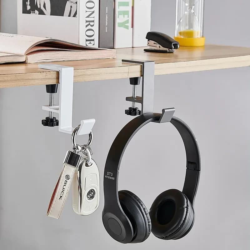 1/2pc hook for desktop board adjustable headphones game hook desk backpack holder support for hanging hook organizer for home office without punching